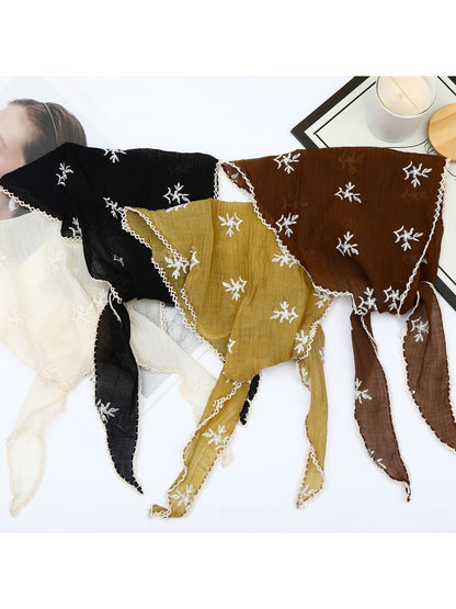 Scarvii - Embroidered Lace Edge Triangle Bandana
