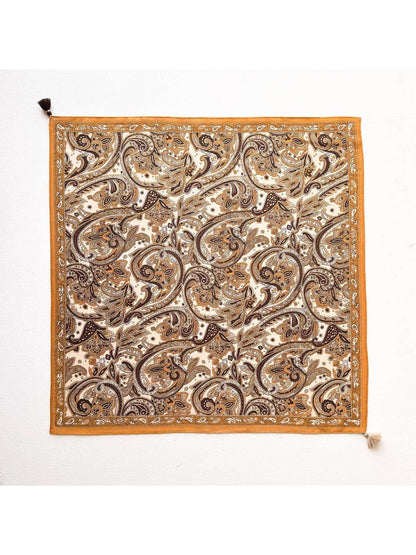Scarvii - Yellow Tone Paisley Border Square Scarf