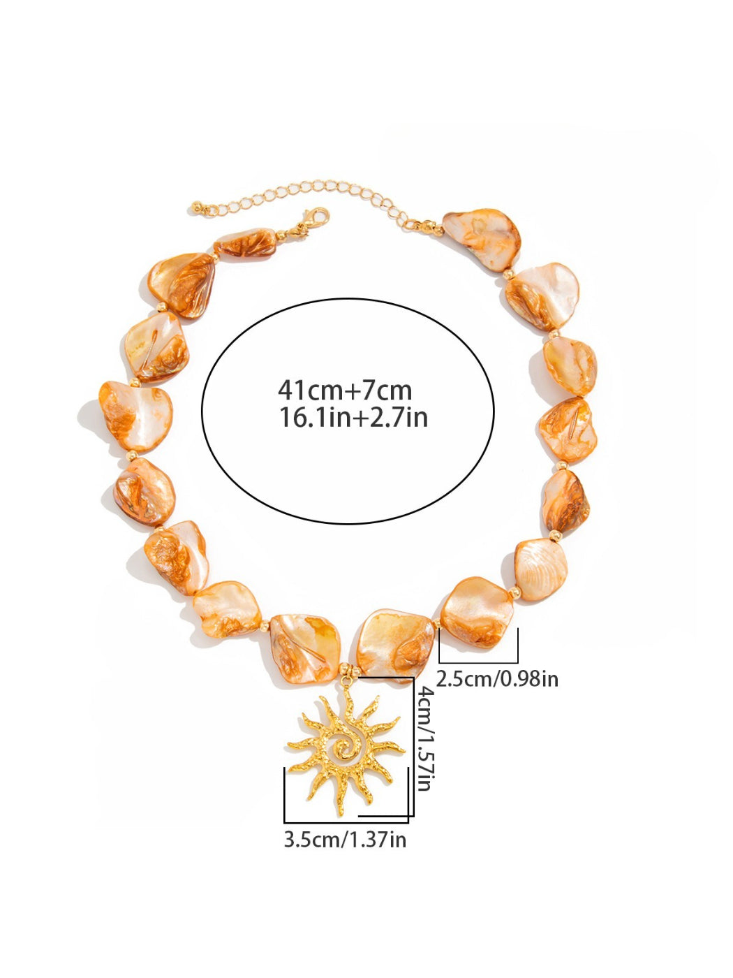 Side view of Neckit Boho Sun Charm Necklace highlighting sun charm details