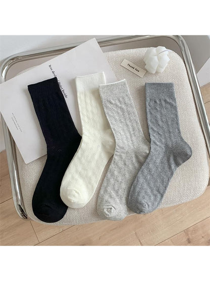 Rufia - Minimalist Clover Openwork Detail Crew Socks
