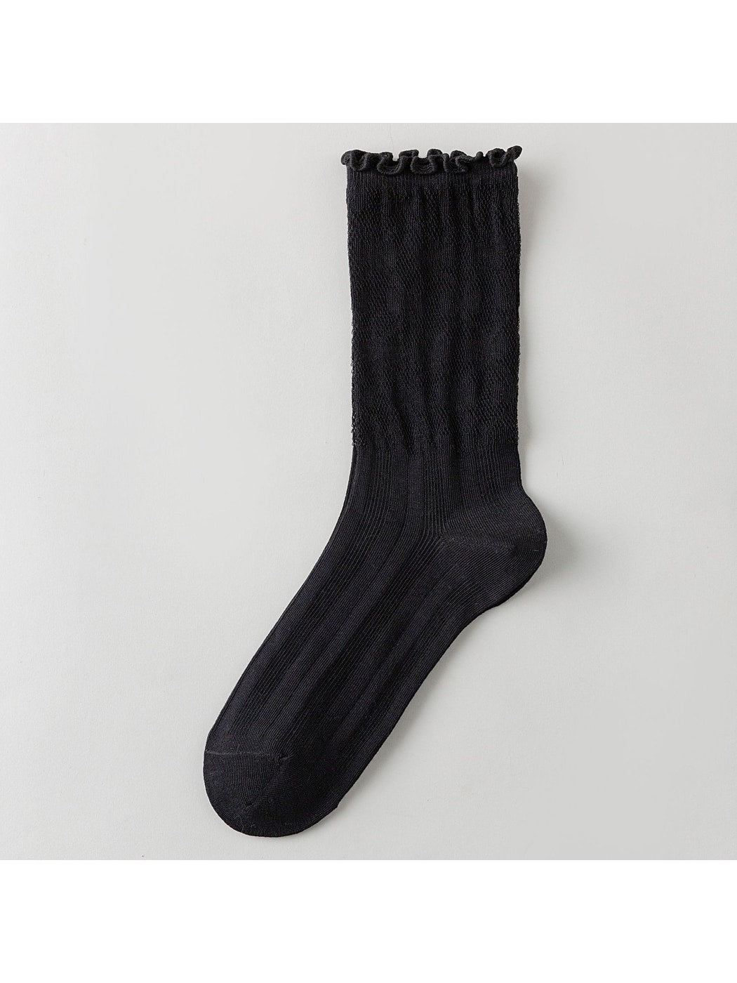 Rufia - Ruffle Cuff Bow Pattern Crew Socks