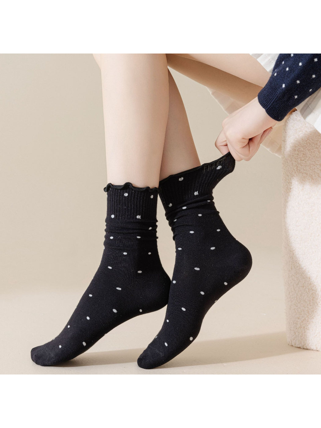 Rufia - Polka Dot Lettuce-Edge Crew Socks product image 2