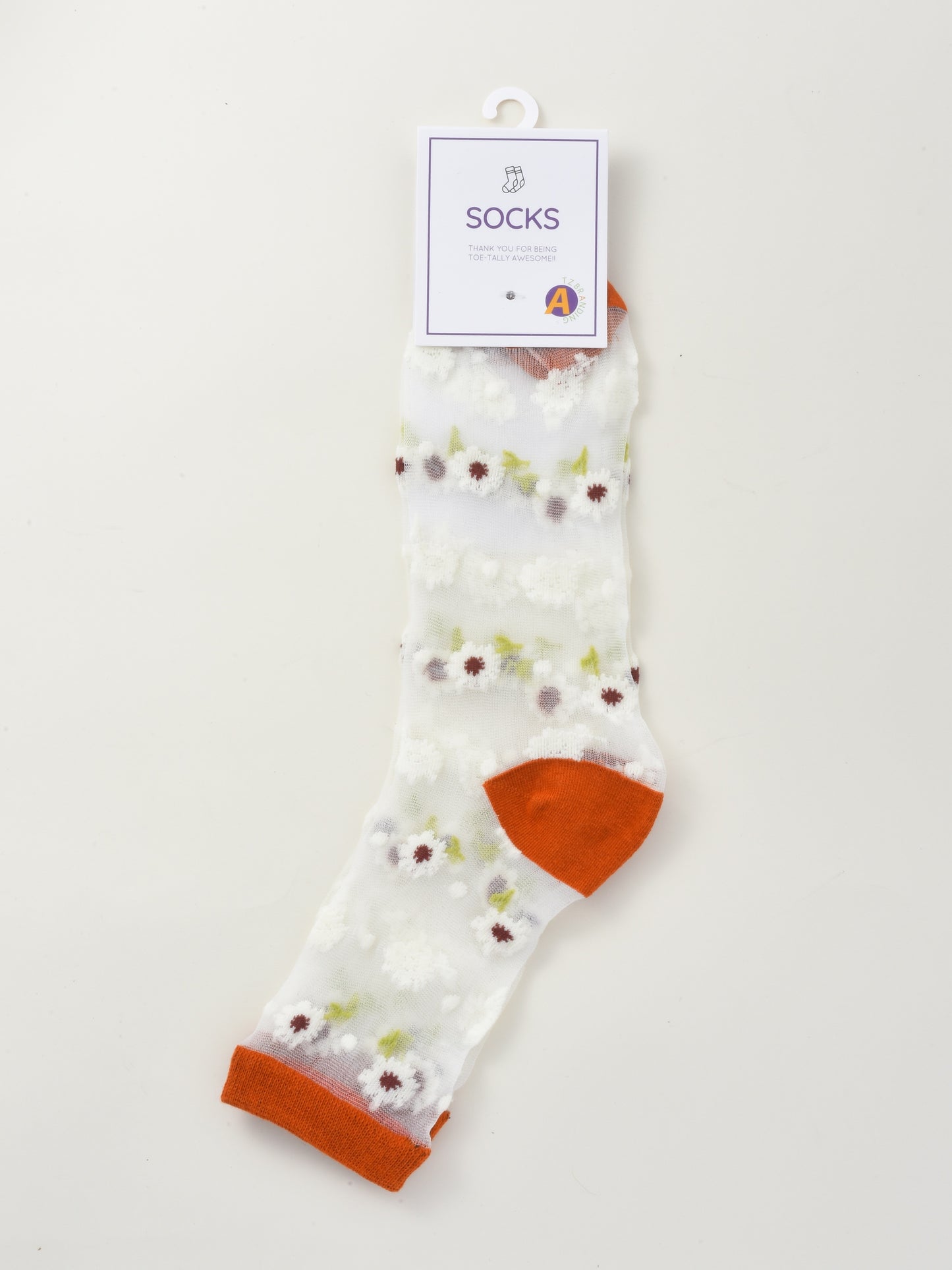 Rufia - Soft Floral Mesh Sheer Crew Socks