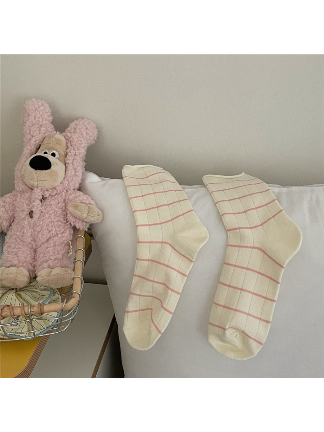 Rufia Stripe White Pastel Mid Calf Socks product image