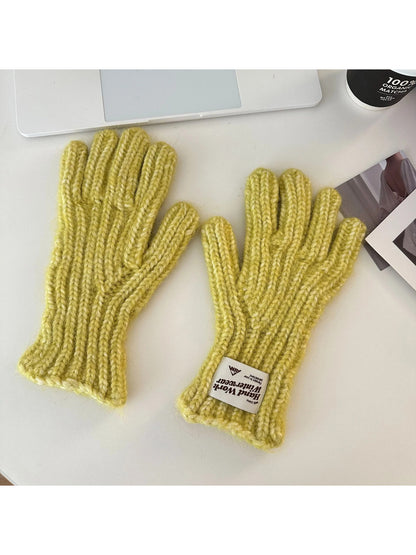 Gloving - Fuzzy Texture Ribbed Cuff Gloves