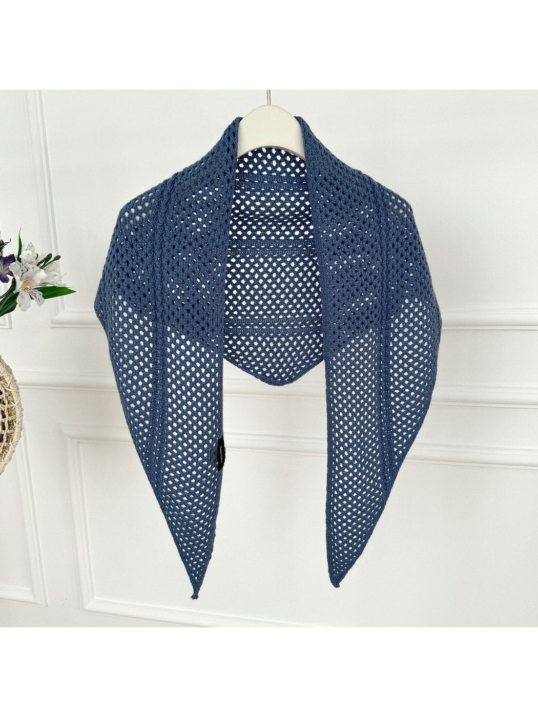 Scarvii - Openwork Mesh Knit Triangle Scarf