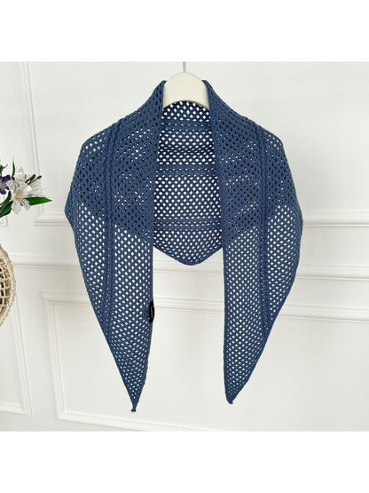 Scarvii - Openwork Mesh Knit Triangle Scarf