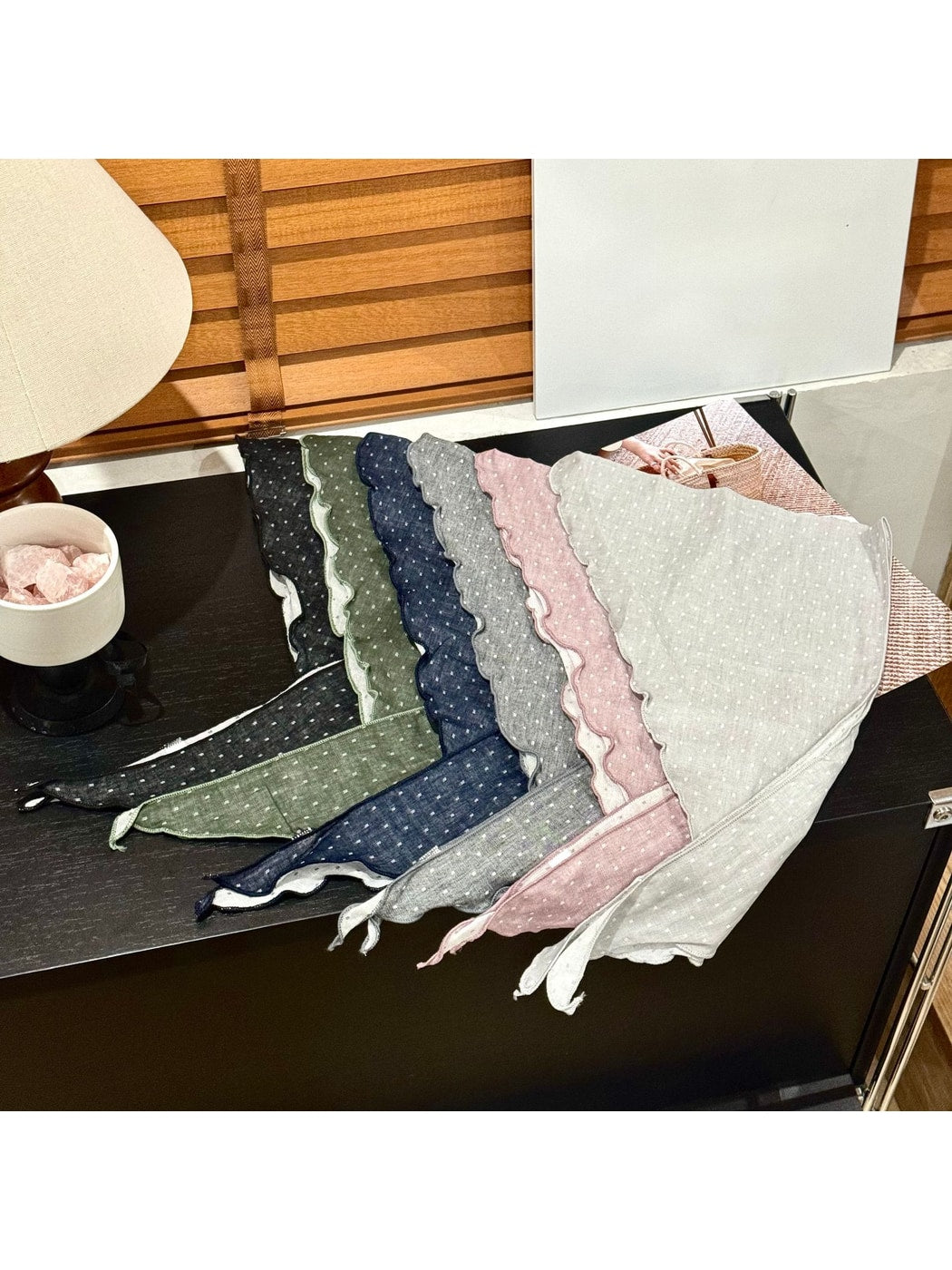 Scarvii - Dotted Scallop Edge Minimal Triangle Bandana