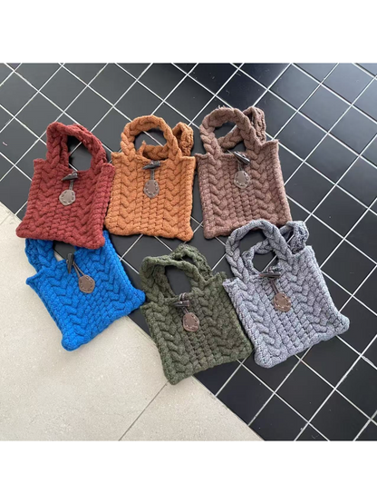 Cosbai - Chunky Textured Knit Mini Tote Bag