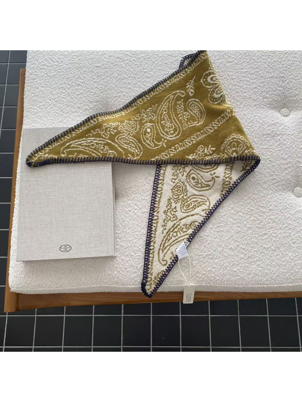 Scarvii - Paisley Contrast Stitch Trim Bandana Scarf