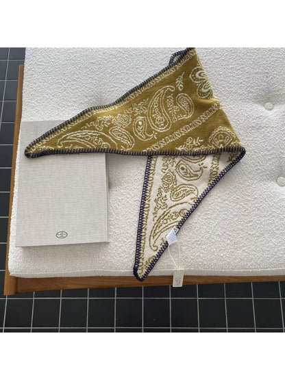 Scarvii - Paisley Contrast Stitch Trim Bandana Scarf
