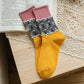 Rufia - Color Block Lace Trim Mid-Calf Socks