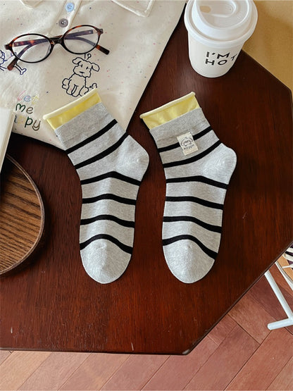Rufia - Classic Fold Cuff Stripe Crew Socks