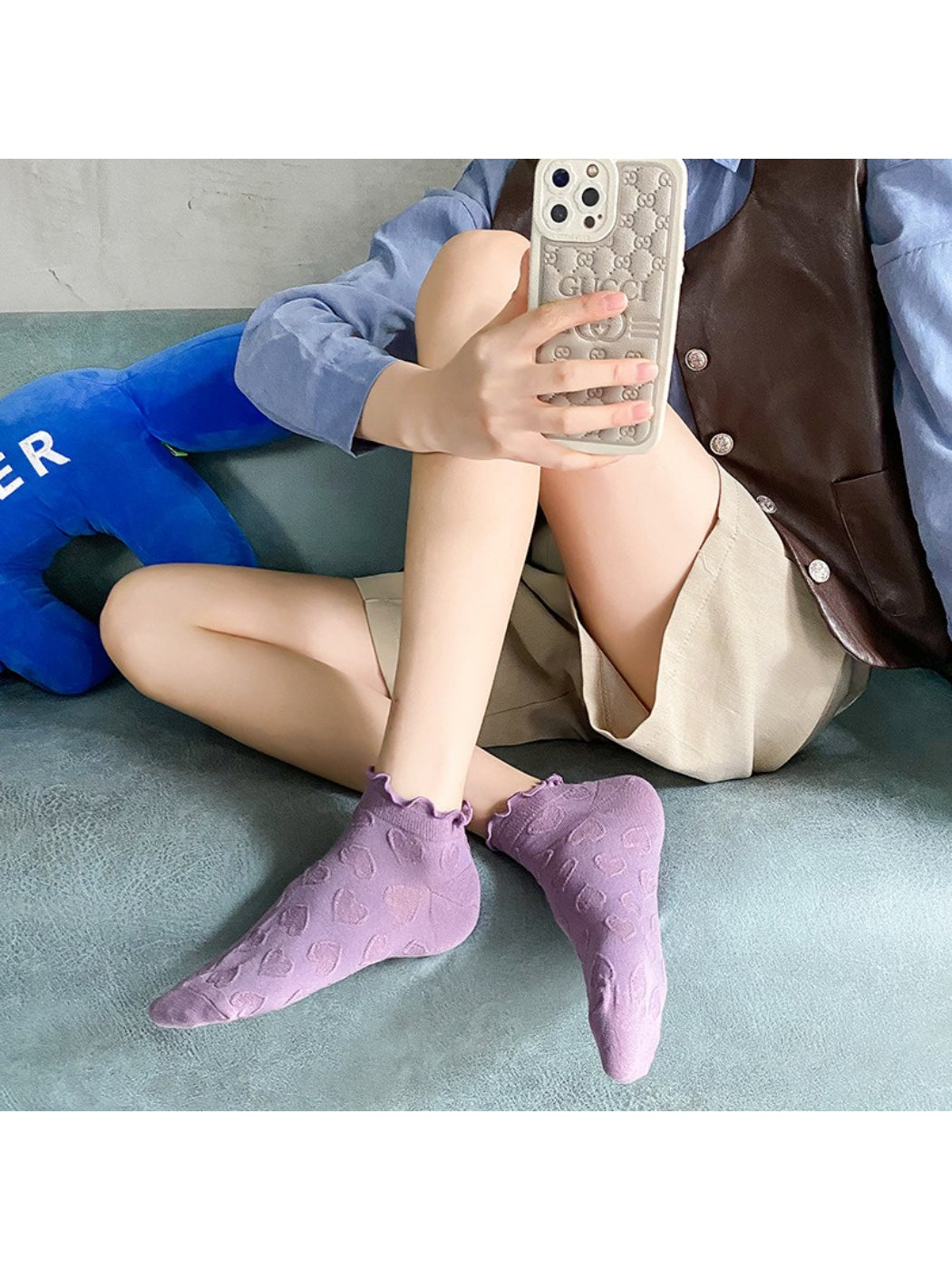 Rufia - Textured Heart Ankle Socks product image 2