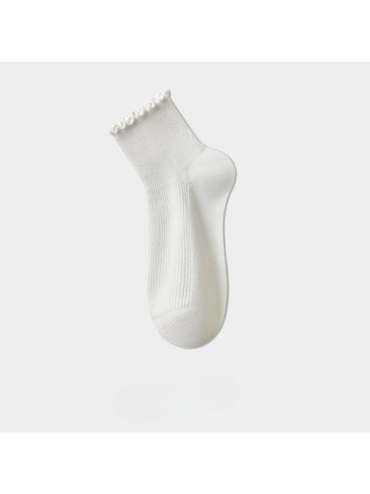 Rufia - Clean Ribbed Neutral Crew Socks