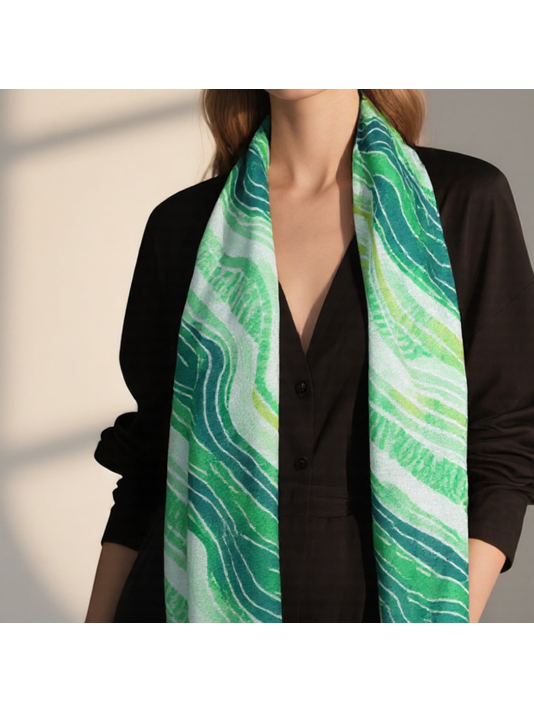 Scarvii - Striped Ripple Pattern Fashion Scarf