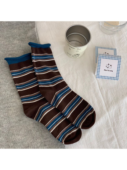 Rufia - Plaid Ruffle Cuff Crew Socks