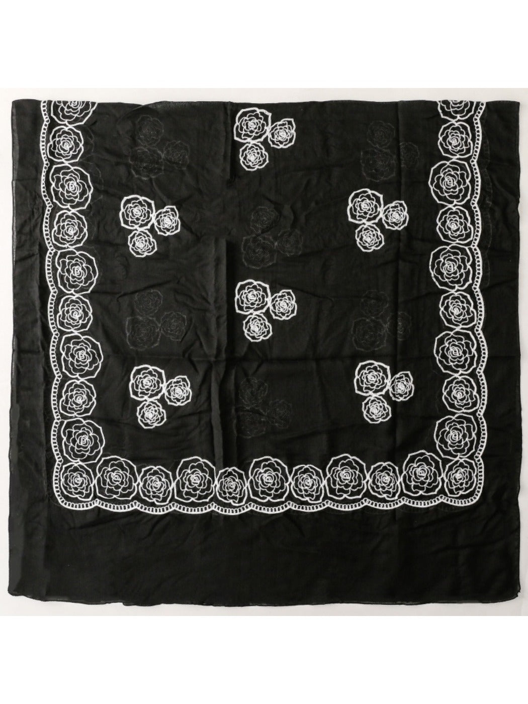 Scarvii - Elegant Scarf & Shawl with Rose Embroidered