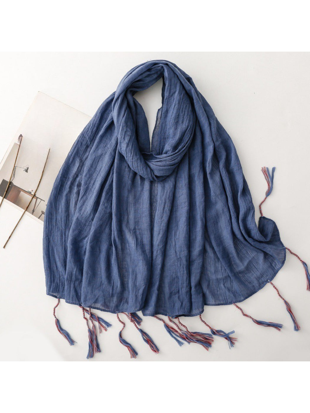 Scarvii - Light Crinkled Texture Tassel Edge Scarf