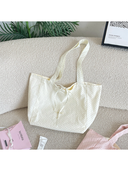 Cosbai - Polka Dot Bow Shoulder Tote