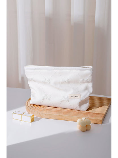 Cosbai - Embossed Bow Travel Makeup Storage Bag