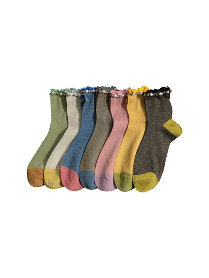 Rufia - Beaded Ruffle Cuff Crew Socks product image 3