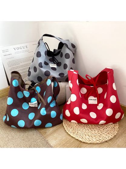 Cosbai Polka Dot Slouchy Shoulder Bag front view with black and white pattern
