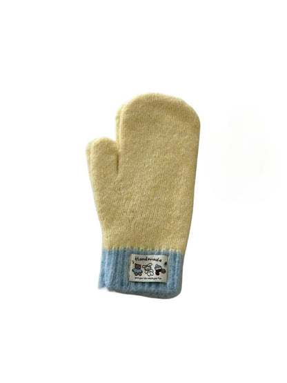 Gloving - Classic Color-Block Full-Cover Knitted Mittens