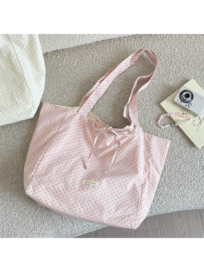 Cosbai - Polka Dot Bow Shoulder Tote