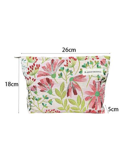 Cosbai – Retro Floral Embossed Canvas Makeup Bag