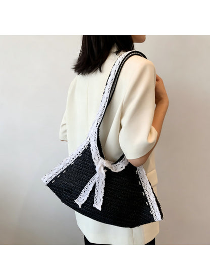 Cosbai - Lace Trim Crochet Shoulder Bag - image 5