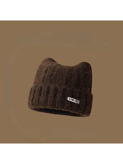 Haila - Soft Ribbed Cat Ear Knit Beanie