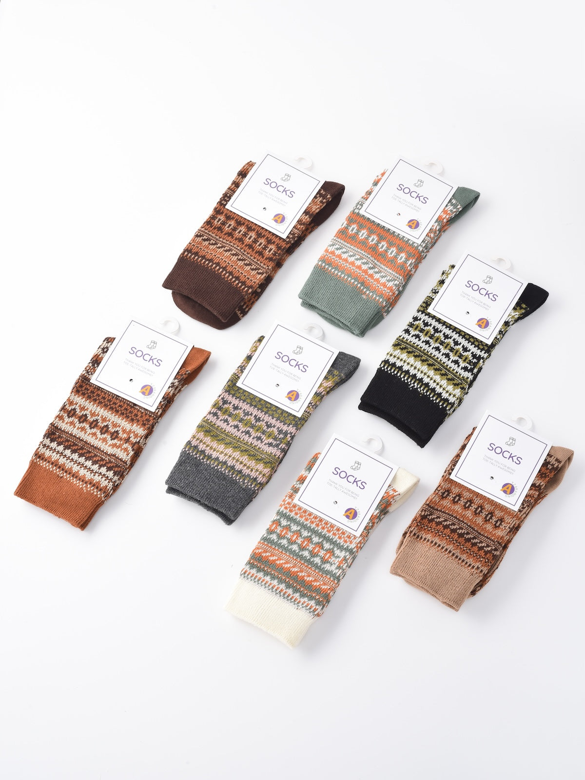 Rufia - Geometric Pattern Autumn Winter Socks