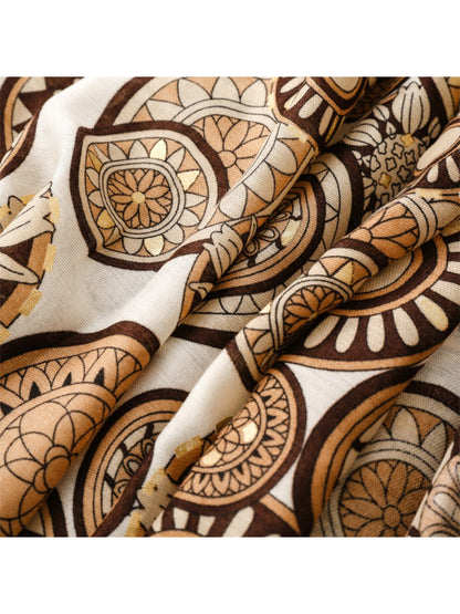 Scarvii - Soft Tone Medallion Pattern Everyday Scarf