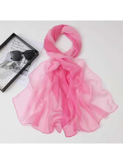 Scarvii - Gradient Color Block Sheer Scarf