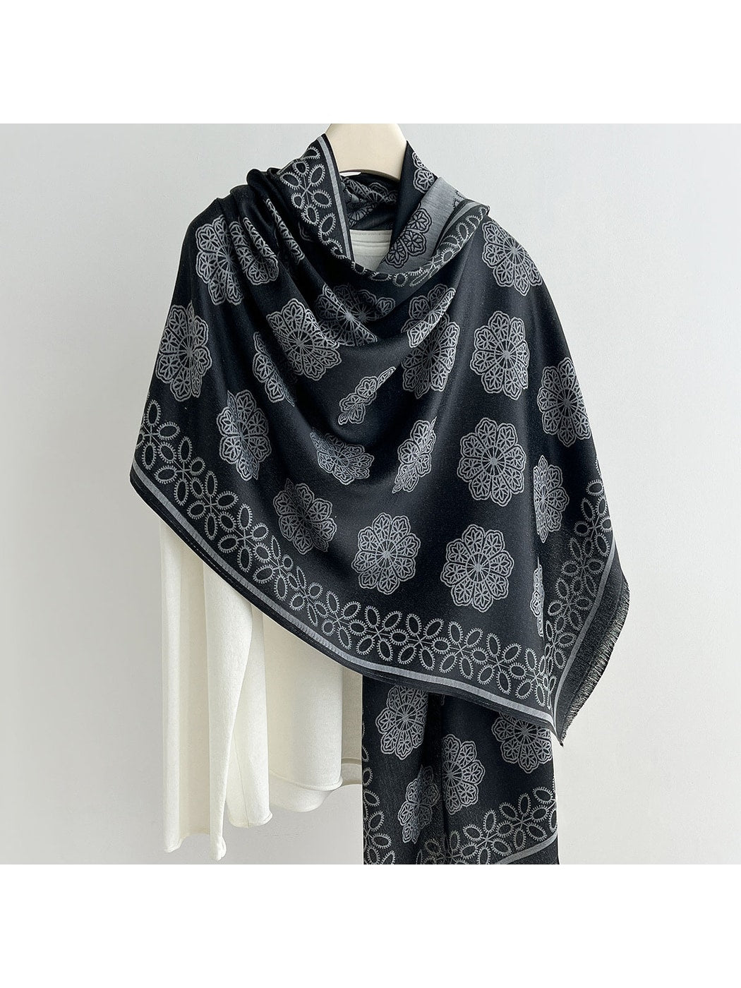 Scarvii - Summer Fresh Floral Border Wrap Scarf