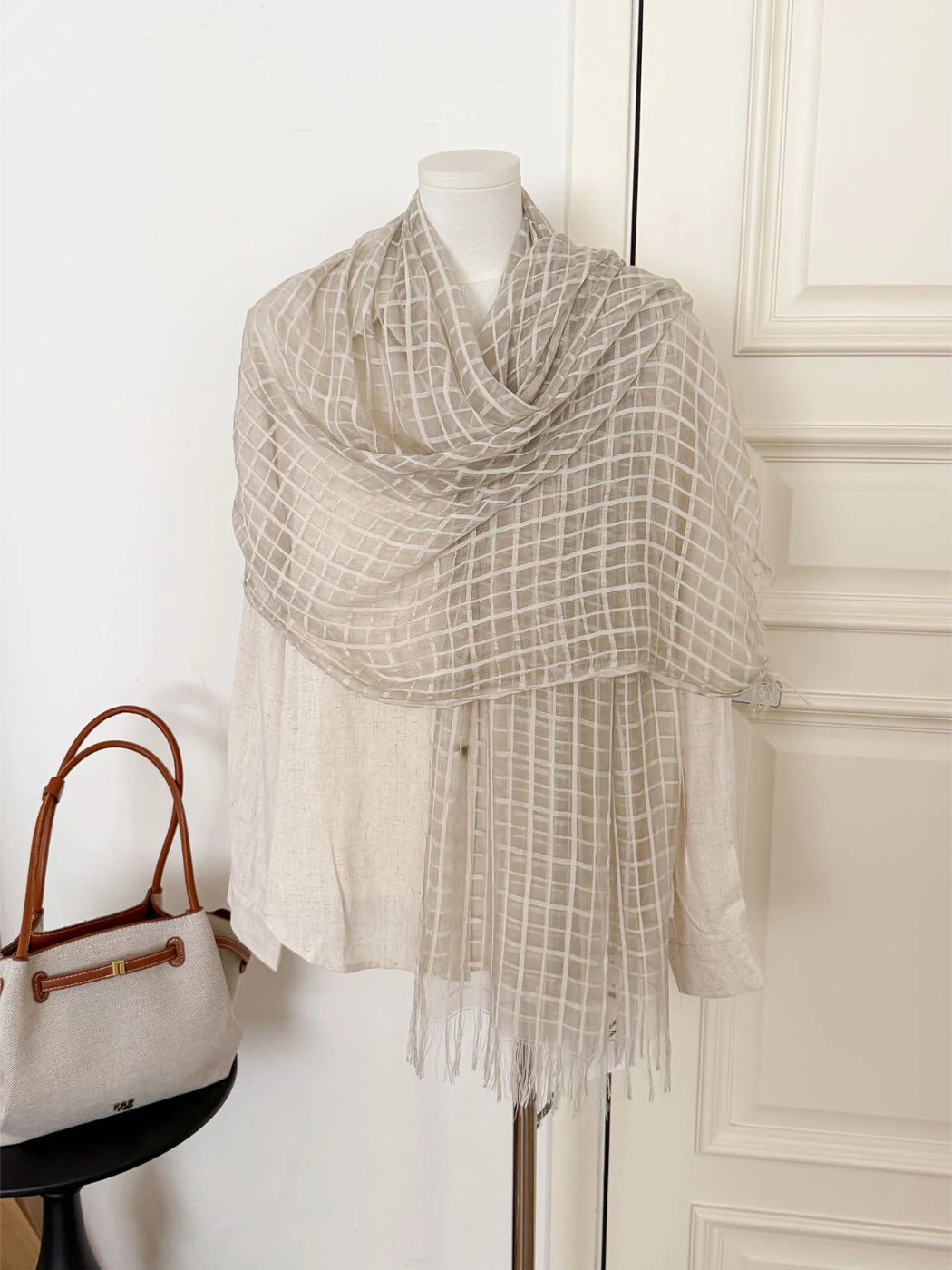 Scarvii - Sheer Open-Weave Fringed Scarf