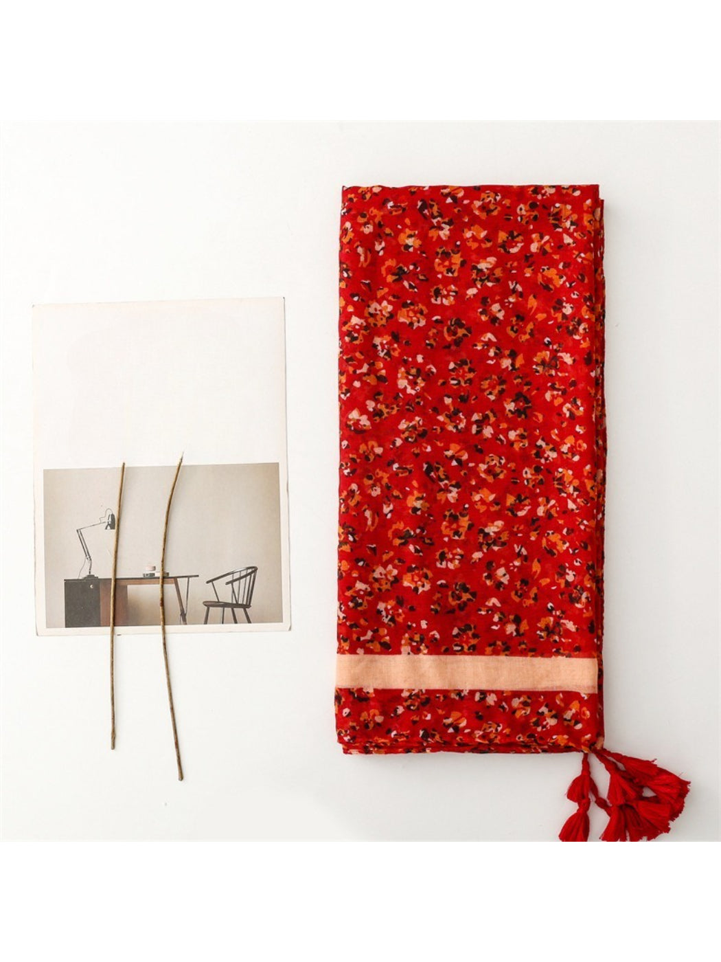 Scarvii - Small Floral Print Lightweight Scarf