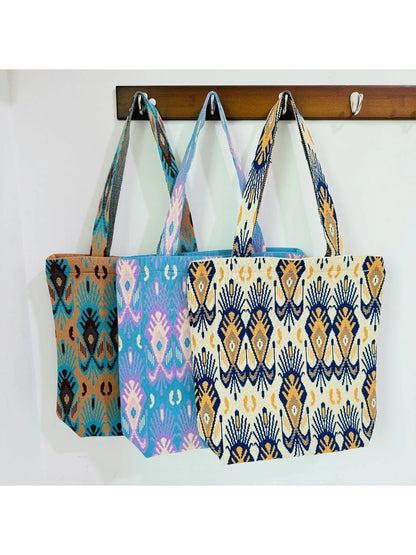 Cosbai - Atlas Print knit Shoulder Bag - Spacious & Vintage
