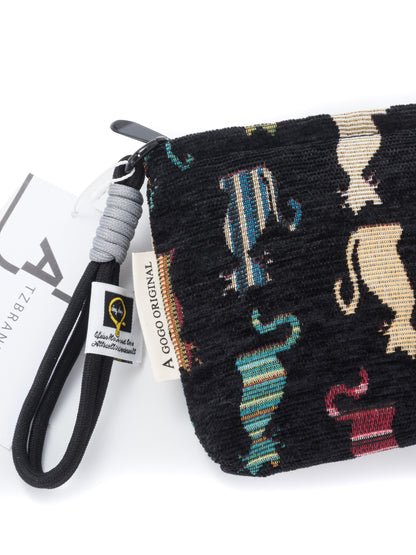 Cosbai - Cat Print Mini Canvas Makeup & Travel Bag