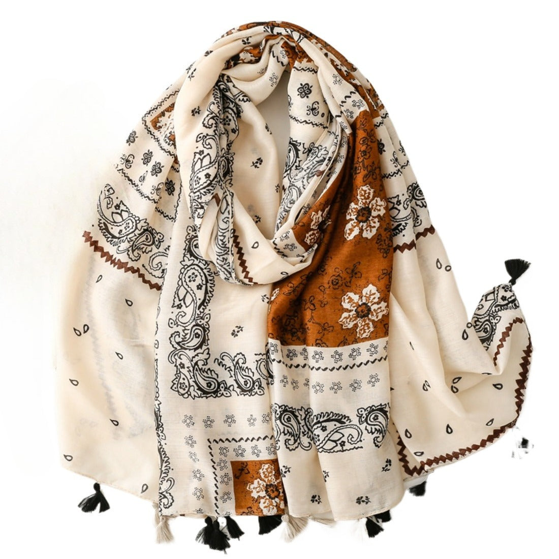 Scarvii - Paisley Pattern Fringed Scarf