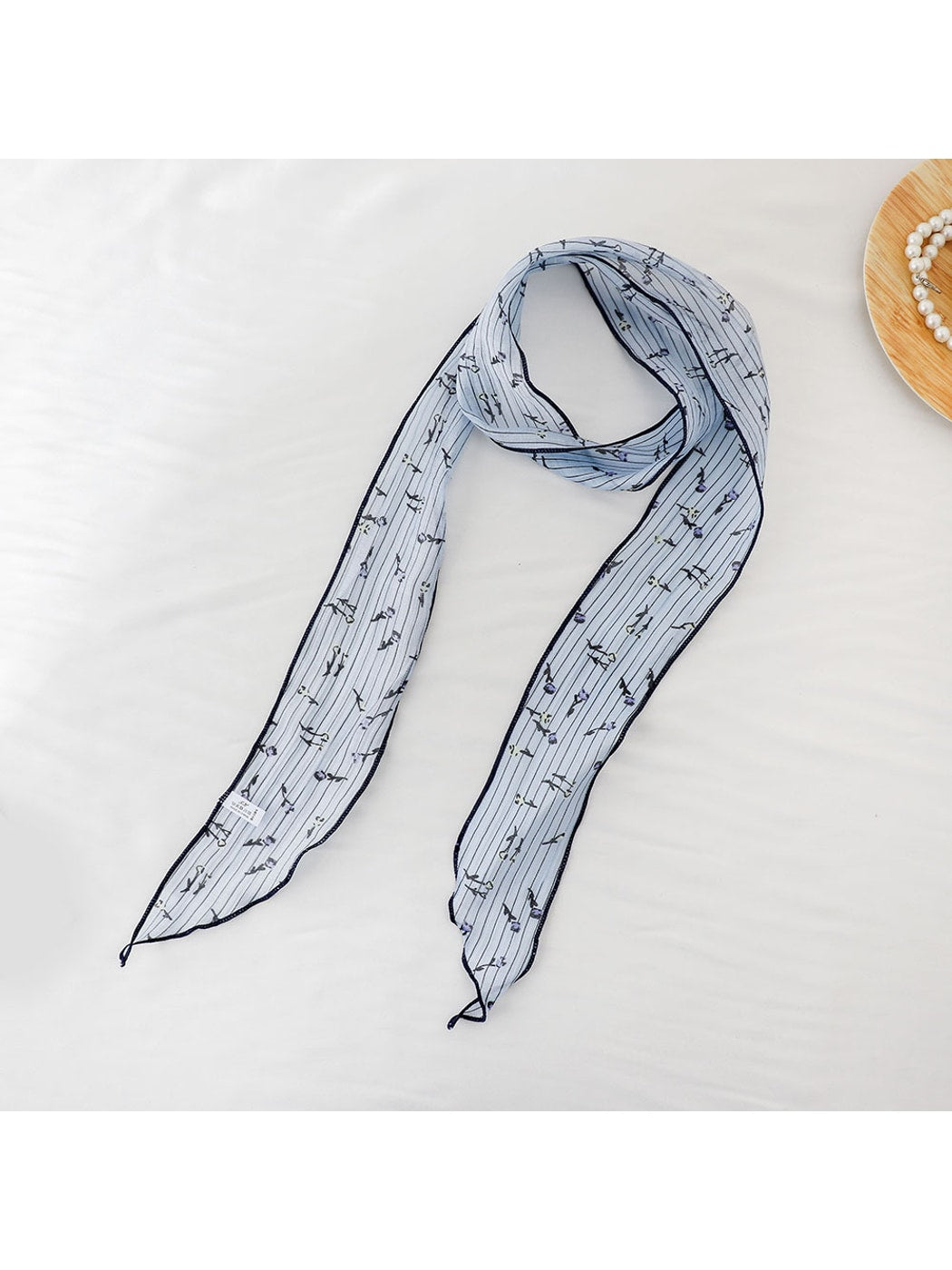 Scarvii - Floral Long Narrow Ribbon Scarf