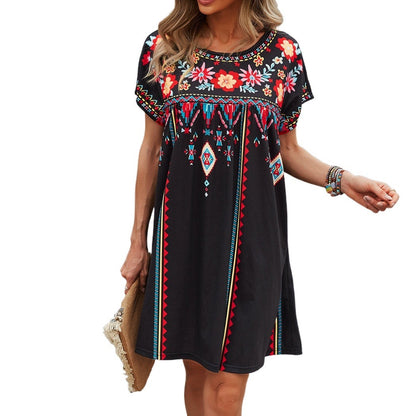 Troposa - Flowy Boho Print Dress for Everyday Wear