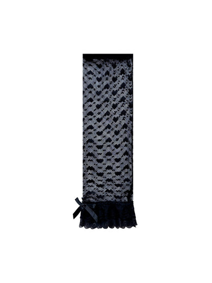 Cozyra - Heart Pattern Sheer Lace Leg Warmers