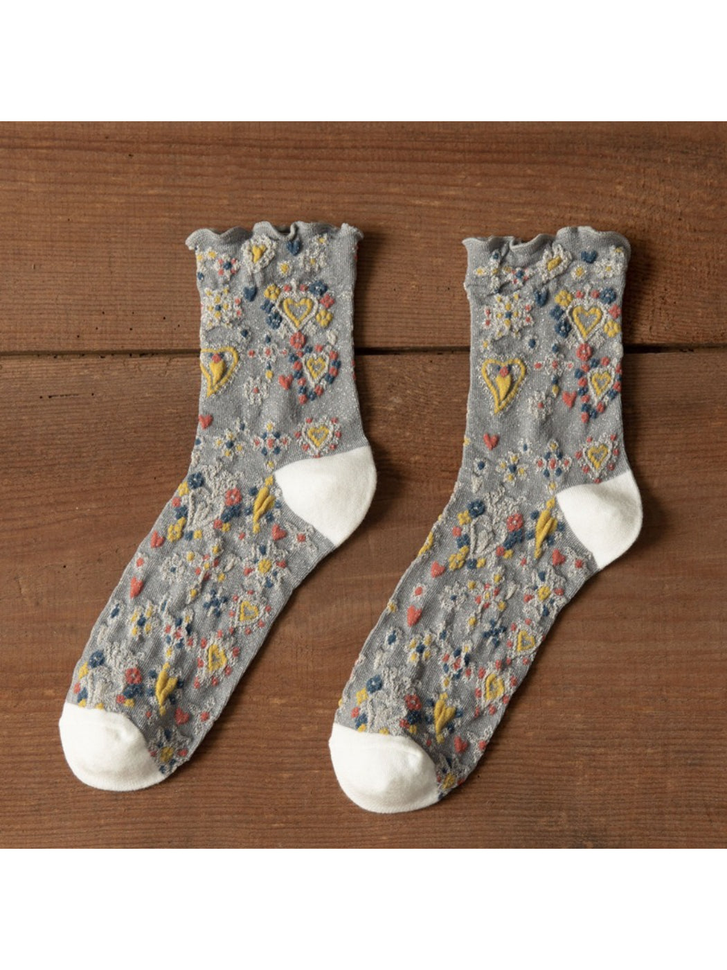 Rufia - Sweetheart Embroidered Crew Socks