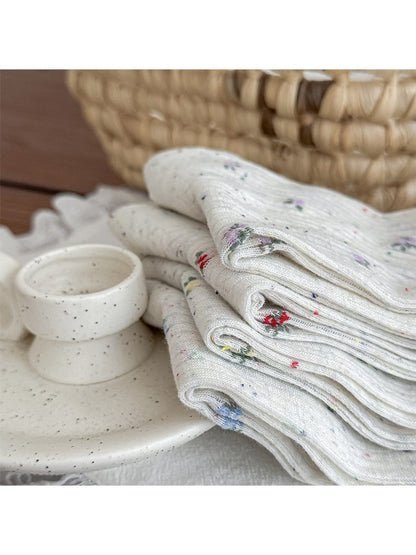 Rufia - Floral Pattern Ribbed Crew Socks