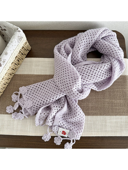 Scarvii - Elegant Retro Openwork Floral Fringe Scarf & Shawl