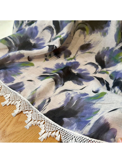 Scarvii - Light Purple Floral Summer Wrap Scarf