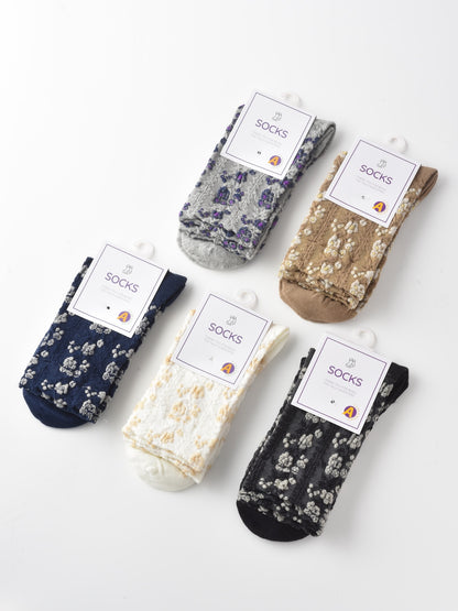 Rufia - Vintage Floral Court Style Mid-Calf Socks