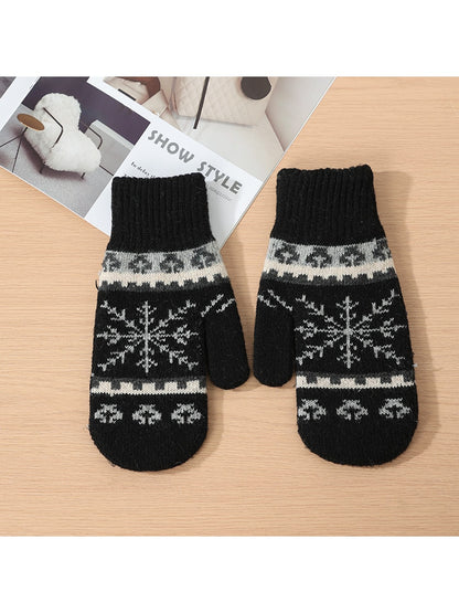 Gloving - Women's Snowflake Jacquard Knit Winter Mittens